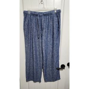 Old Navy womens linen rayon pants pull on elastic waist size large